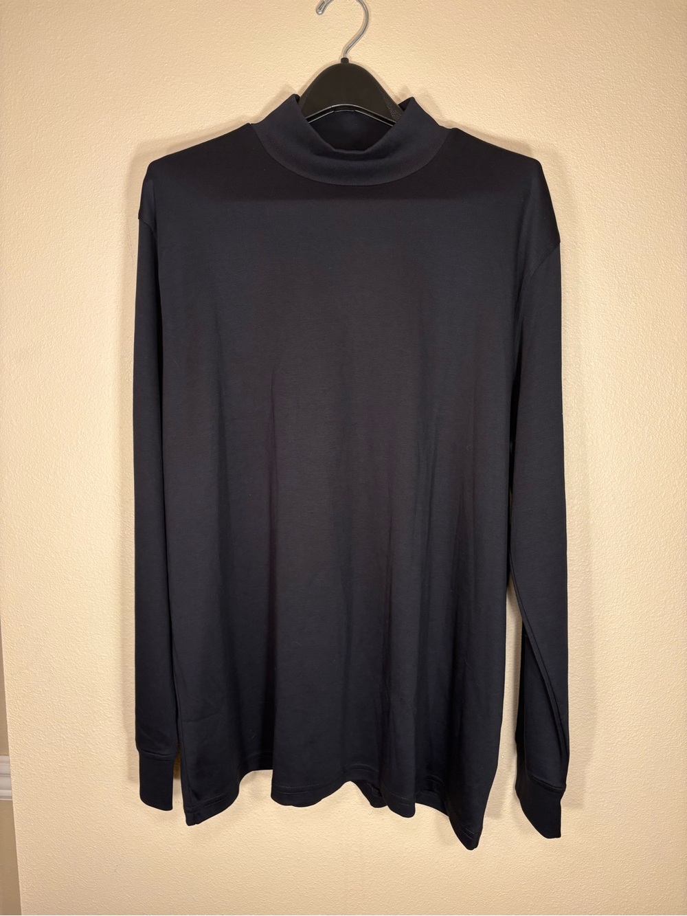 Lands' End Black Ribbed Mock Neck Top